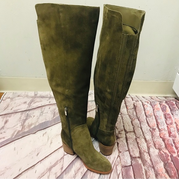 Marc Fisher Boots Womens Size 5.5M Elaine Over the Knee Olive Suede Leather. - Picture 5 of 7